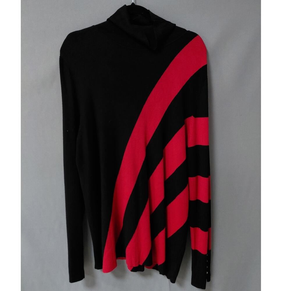 Chico's Black Asymmetrical Hem Knit Stretch Sweater Women Size XXL - Picture 2 of 13